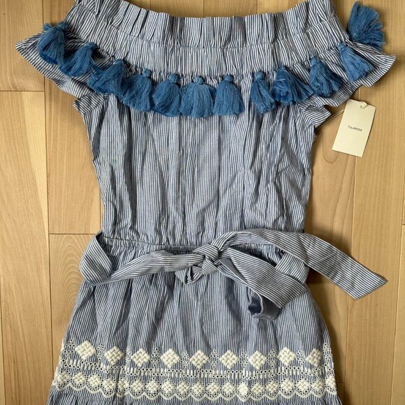 Tularosa Lana Dress in Getty Stripe – NWT, Tassel Lace Details - Picture 6 of 8